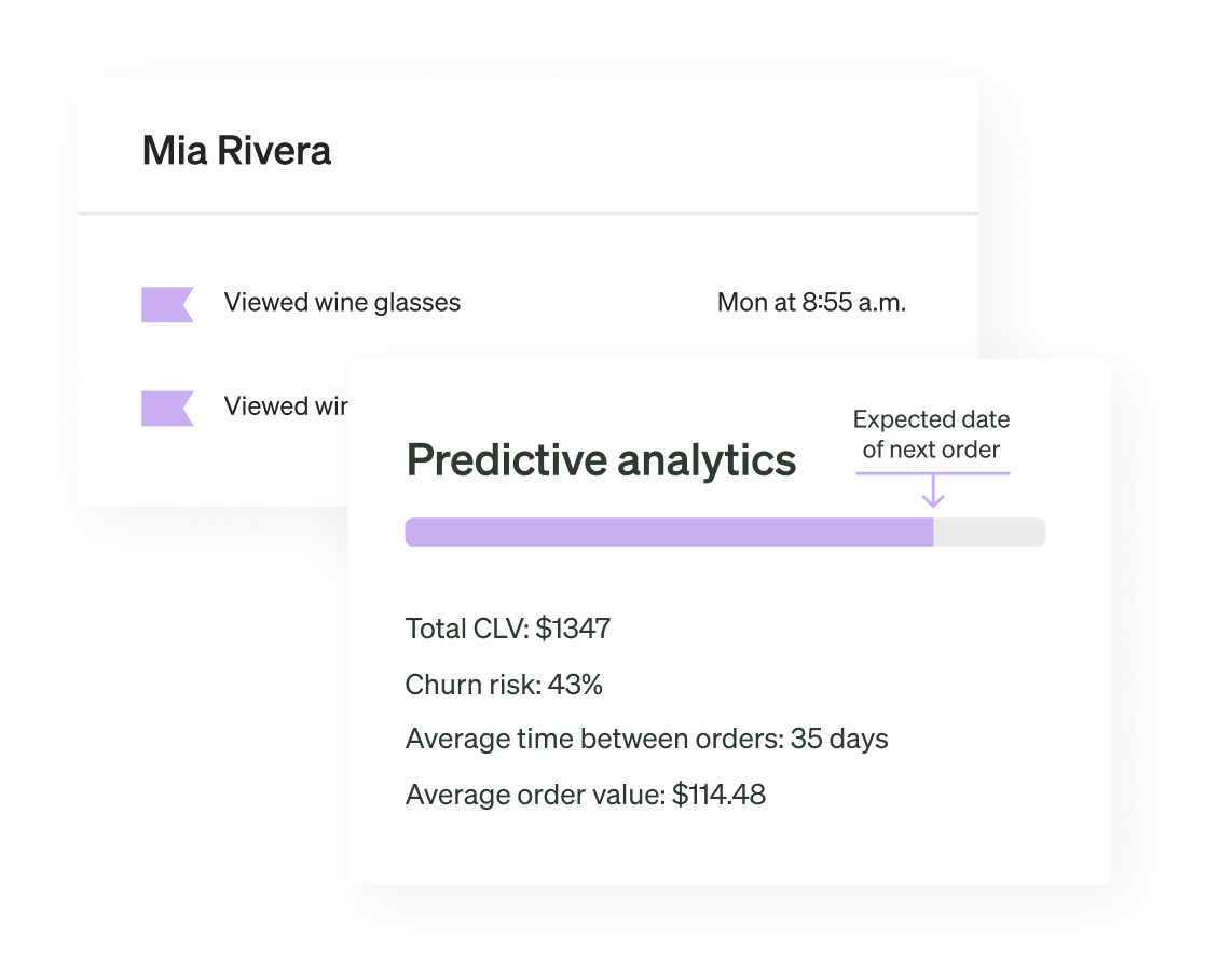 Predictive analytics inside Klaviyo email platform